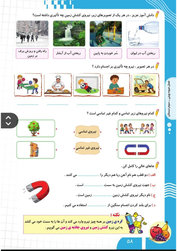 کتاب تابستانه «فصل میوه چینی» کلاس سوم(ورودی چهارم)