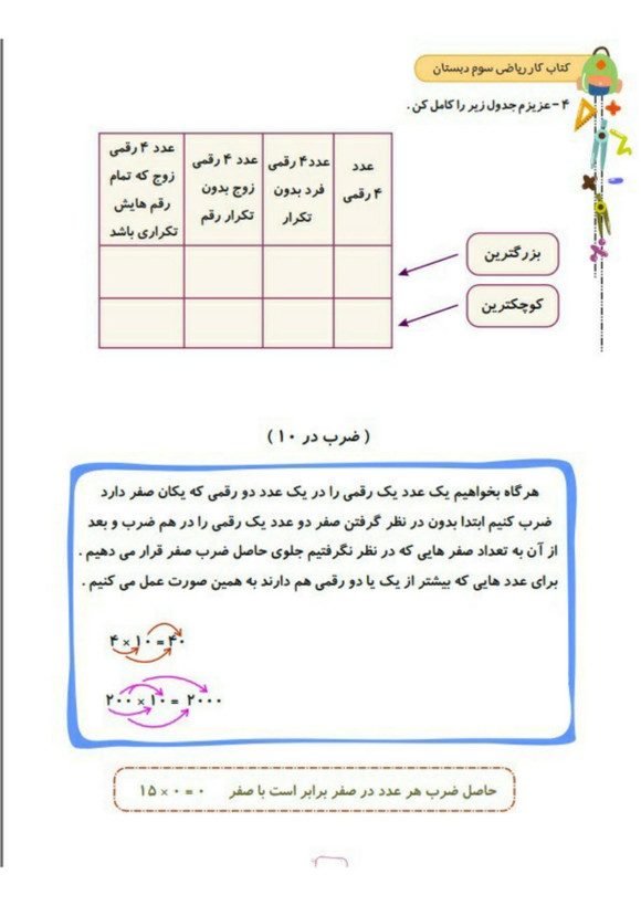 کتاب کار ریاضی سوم تاک